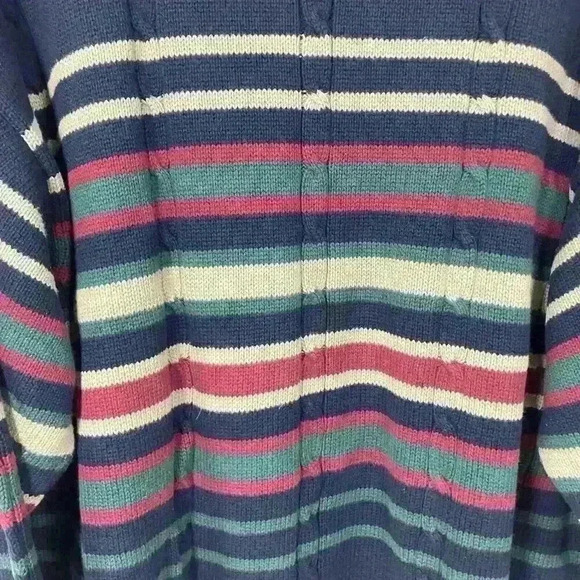 Vintage 90s Cotton Traders Men’s Sweater Sz XL Stripped Navy Maroon Forest Green - Picture 7 of 7